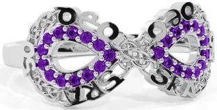 Amethyst White Gold Celtic Infinity Irish "Love Forever" Ring