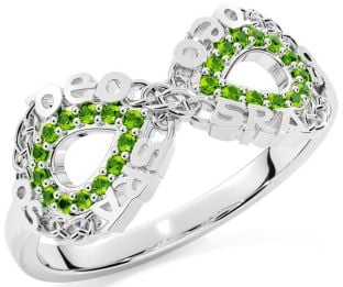 Peridot White Gold Celtic Infinity Irish "Love Forever" Ring