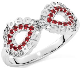Ruby White Gold Celtic Infinity Irish "Love Forever" Ring