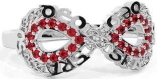 Ruby White Gold Celtic Infinity Irish "Love Forever" Ring