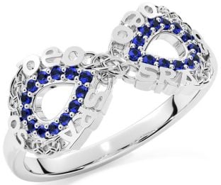 Sapphire White Gold Celtic Infinity Irish "Love Forever" Ring