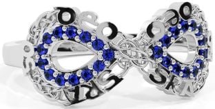 Sapphire White Gold Celtic Infinity Irish "Love Forever" Ring