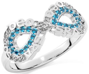 Topaz White Gold Celtic Infinity Irish "Love Forever" Ring