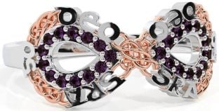 Alexandrite White Rose Gold Celtic Infinity Irish "Love Forever" Ring