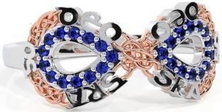 Sapphire White Rose Gold Celtic Infinity Irish "Love Forever" Ring