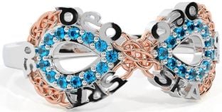 Topaz White Rose Gold Celtic Infinity Irish "Love Forever" Ring