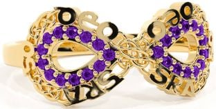 Amethyst Gold Celtic Infinity Irish "Love Forever" Ring