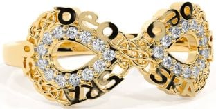 Diamond Gold Celtic Infinity Irish "Love Forever" Ring