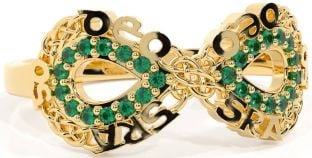 Emerald Gold Celtic Infinity Irish "Love Forever" Ring