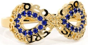 Sapphire Gold Celtic Infinity Irish "Love Forever" Ring
