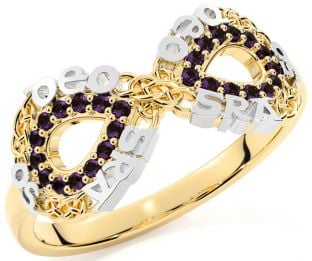 Alexandrite White Yellow Gold Celtic Infinity Irish "Love Forever" Ring