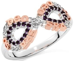 Alexandrite Rose Gold Silver Celtic Infinity Irish "Love Forever" Ring