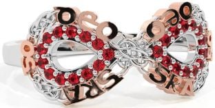 Ruby Rose Gold Silver Celtic Infinity Irish "Love Forever" Ring