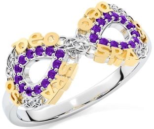 Amethyst Gold Silver Celtic Infinity Irish "Love Forever" Ring