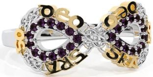 Alexandrite Gold Silver Celtic Infinity Irish "Love Forever" Ring