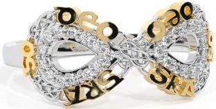 Diamond Gold Silver Celtic Infinity Irish "Love Forever" Ring