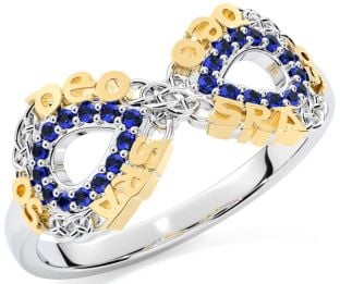 Sapphire Gold Silver Celtic Infinity Irish "Love Forever" Ring
