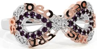Alexandrite White Rose Gold Celtic Infinity Irish "Love Forever" Ring