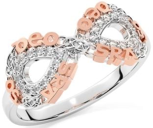 Diamond White Rose Gold Celtic Infinity Irish "Love Forever" Ring