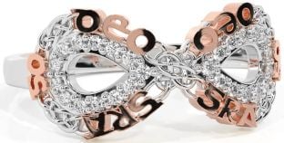 Diamond White Rose Gold Celtic Infinity Irish "Love Forever" Ring