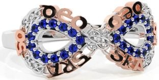 Sapphire White Rose Gold Celtic Infinity Irish "Love Forever" Ring