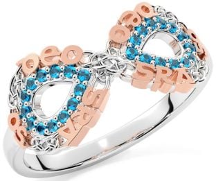 Topaz White Rose Gold Celtic Infinity Irish "Love Forever" Ring