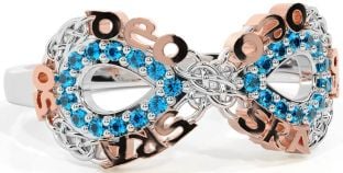 Topaz White Rose Gold Celtic Infinity Irish "Love Forever" Ring