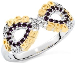 Alexandrite White Yellow Gold Celtic Infinity Irish "Love Forever" Ring