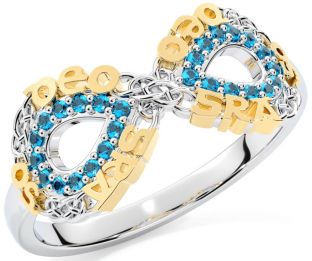 Topaz White Yellow Gold Celtic Infinity Irish "Love Forever" Ring