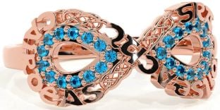 Topaz Rose Gold Silver Celtic Infinity Irish "Love, Loyalty, & Friendship" Ring
