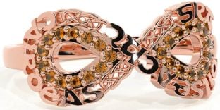 Citrine Rose Gold Celtic Infinity Irish "Love, Loyalty, & Friendship" Ring