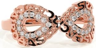 Diamond Rose Gold Celtic Infinity Irish "Love, Loyalty, & Friendship" Ring