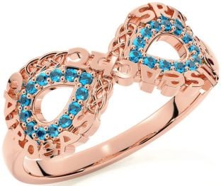 Topaz Rose Gold Celtic Infinity Irish "Love, Loyalty, & Friendship" Ring