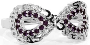 Aquamarine White Gold Celtic Infinity Irish "Love, Loyalty, & Friendship" Ring