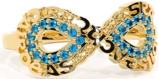Topaz Gold Celtic Infinity Irish "Love, Loyalty, & Friendship" Ring