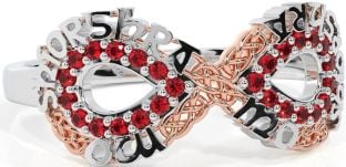 Ruby Rose Gold Silver Celtic Infinity Irish "My eternal love" Ring