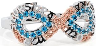 Topaz Rose Gold Silver Celtic Infinity Irish "My eternal love" Ring