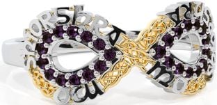Alexandrite Gold Silver Celtic Infinity Irish "My eternal love" Ring