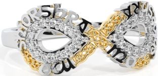 Diamond Gold Silver Celtic Infinity Irish "My eternal love" Ring