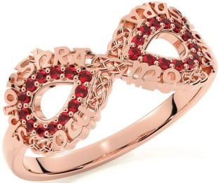 Ruby Rose Gold Silver Celtic Infinity Irish "My eternal love" Ring