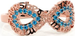 Topaz Rose Gold Silver Celtic Infinity Irish "My eternal love" Ring