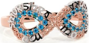 Topaz Rose Gold Silver Celtic Infinity Irish "My eternal love" Ring