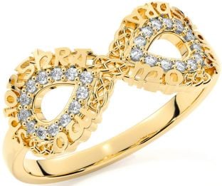 Diamond Gold Silver Celtic Infinity Irish "My eternal love" Ring