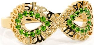 Peridot Gold Silver Celtic Infinity Irish "My eternal love" Ring