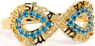 Topaz Gold Silver Celtic Infinity Irish "My eternal love" Ring
