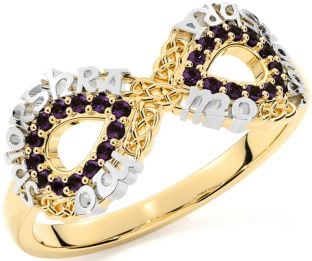 Alexandrite Gold Silver Celtic Infinity Irish "My eternal love" Ring