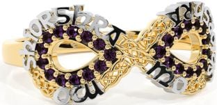Alexandrite Gold Silver Celtic Infinity Irish "My eternal love" Ring
