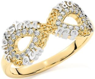 Diamond Gold Silver Celtic Infinity Irish "My eternal love" Ring