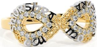 Diamond Gold Silver Celtic Infinity Irish "My eternal love" Ring