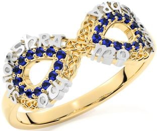 Sapphire Gold Silver Celtic Infinity Irish "My eternal love" Ring